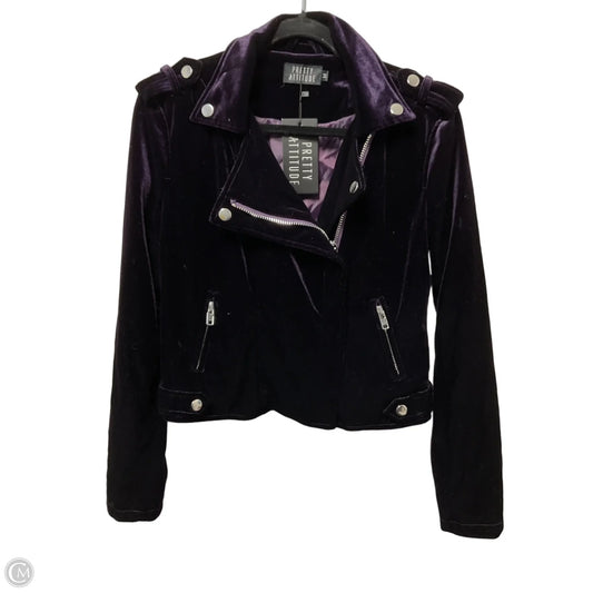 Jacket Moto By Clothes Mentor In Purple, Size: M