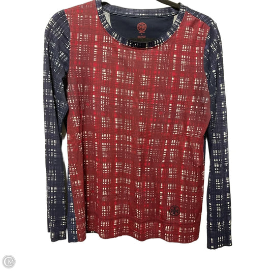 Top Long Sleeve Designer By Tory Burch In Blue & Red, Size: S
