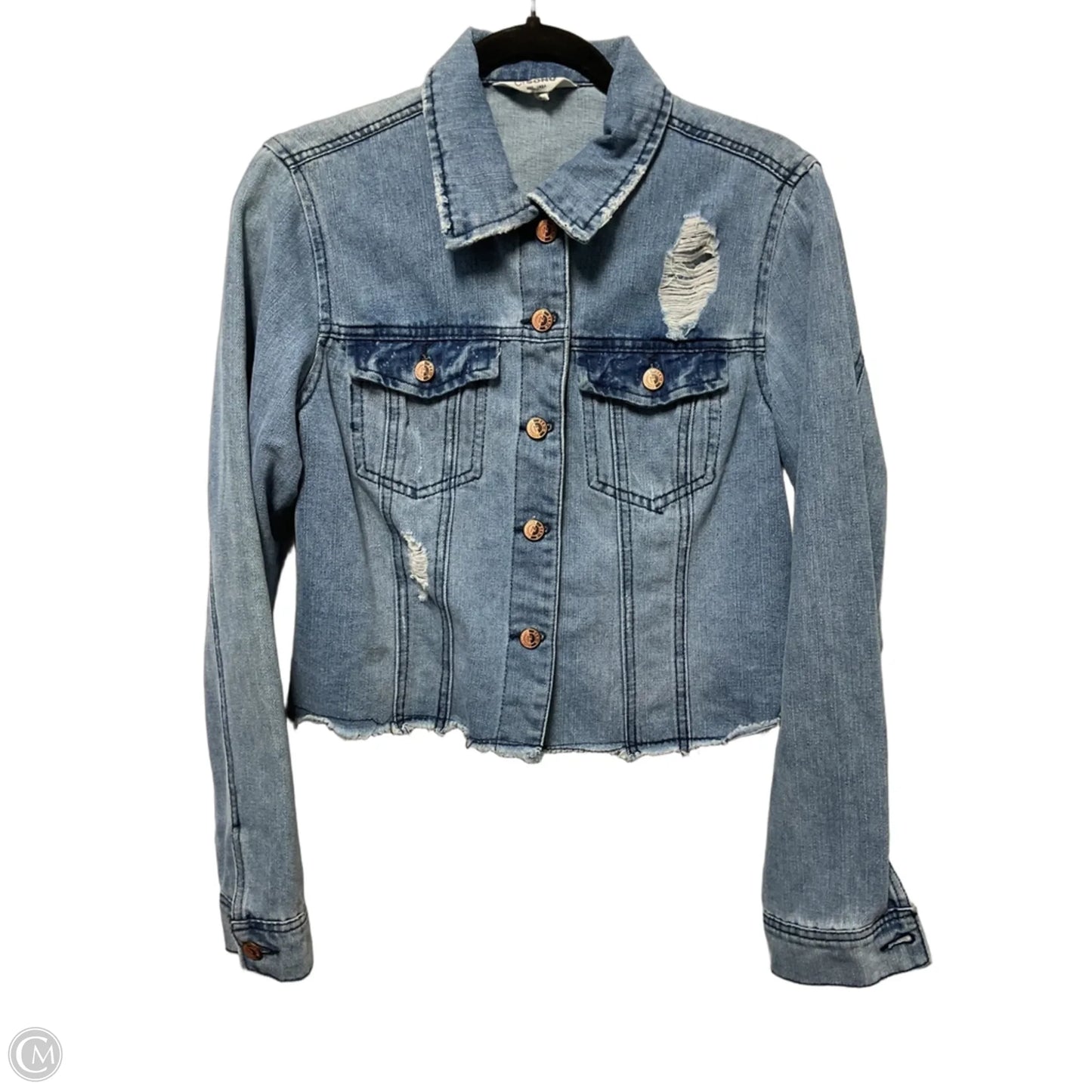 Jacket Denim By Ci Sono In Blue Denim, Size: L