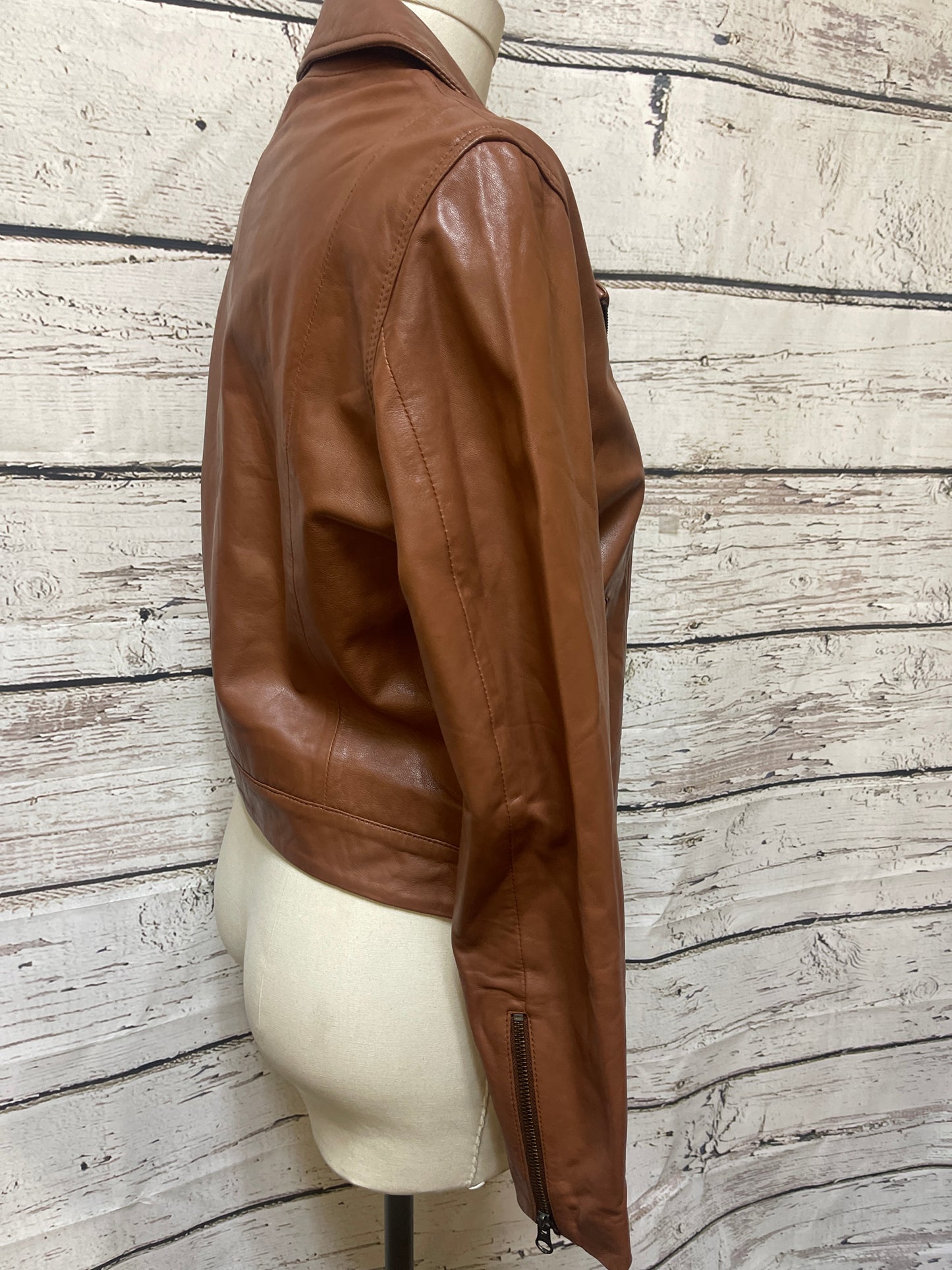 Jacket Moto By Cmc In Brown, Size: M