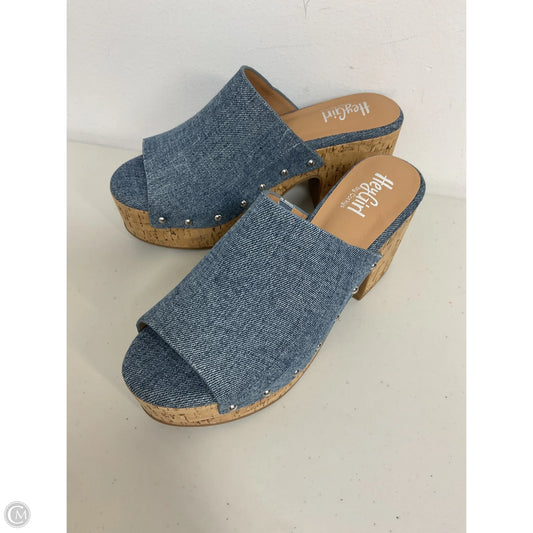 Sandals Heels Block By Clothes Mentor In Blue, Size: 10
