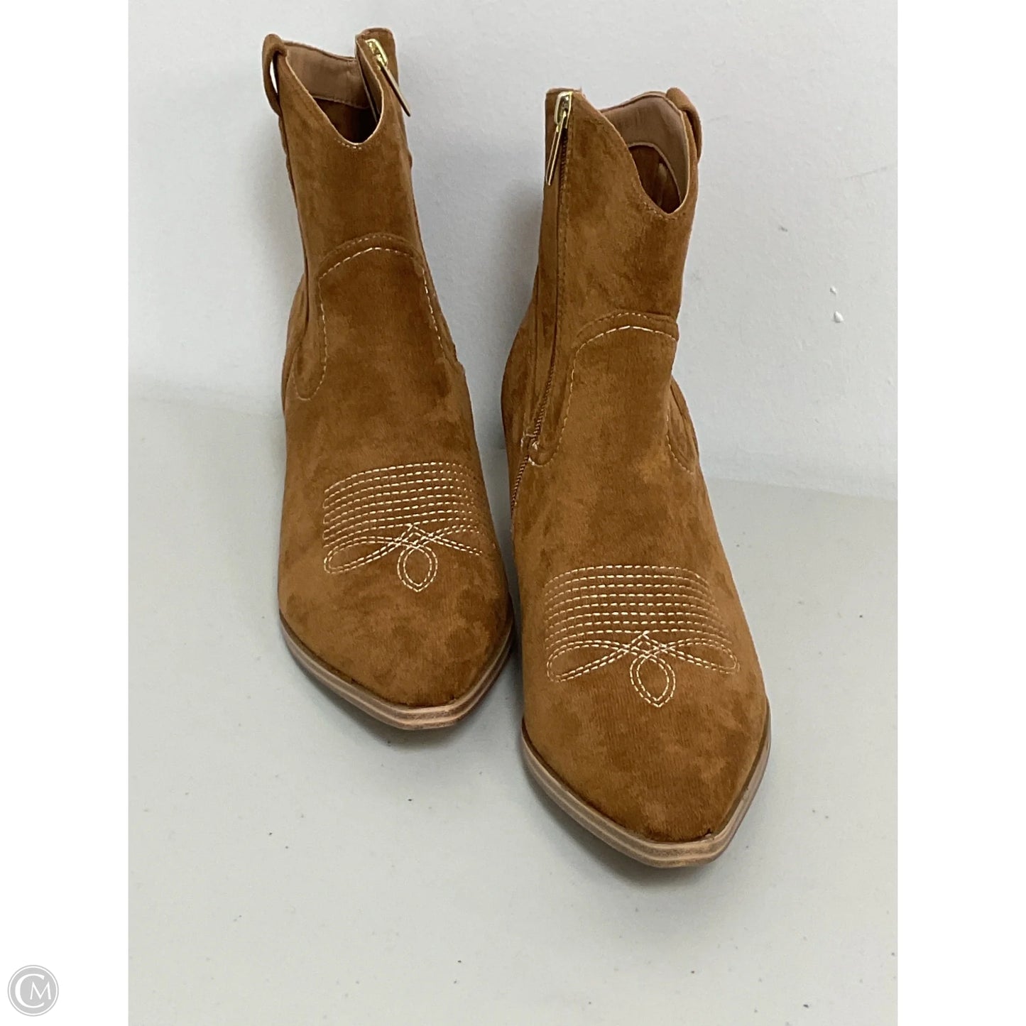Boots Ankle Heels By Clothes Mentor In Brown, Size: 10
