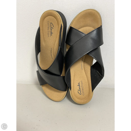 Sandals Heels Wedge By Classic Collection In Black, Size: 8.5