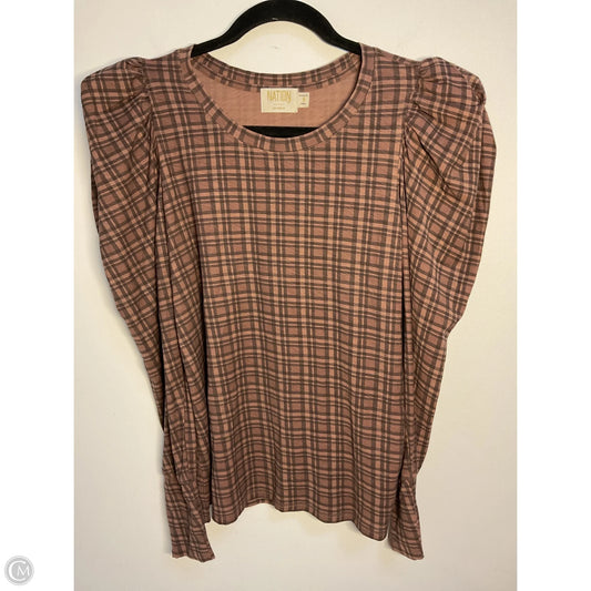 Top Long Sleeve By Nation Ltd In Checkered Pattern, Size: S