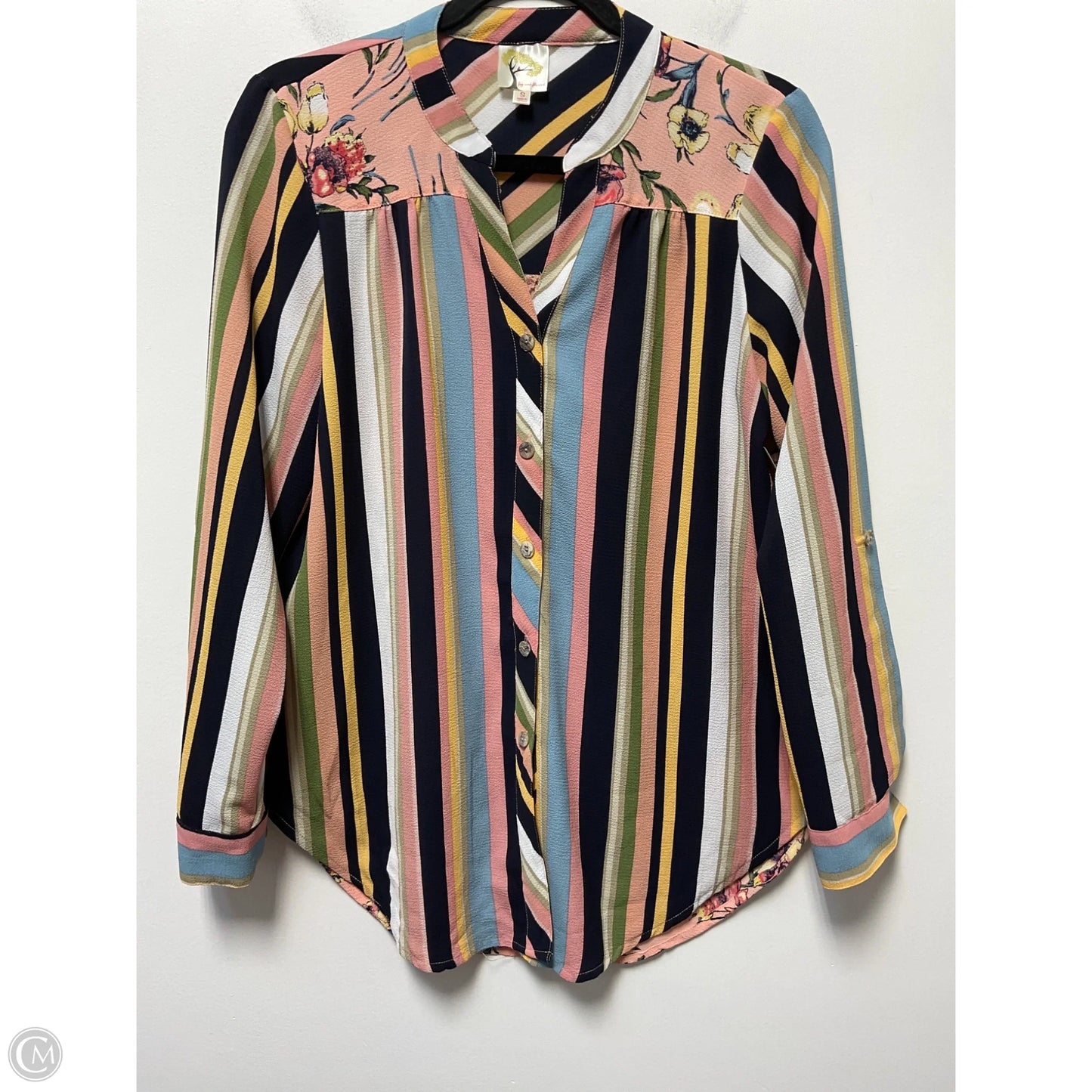 Blouse Long Sleeve By Clothes Mentor In Multi-colored, Size: S