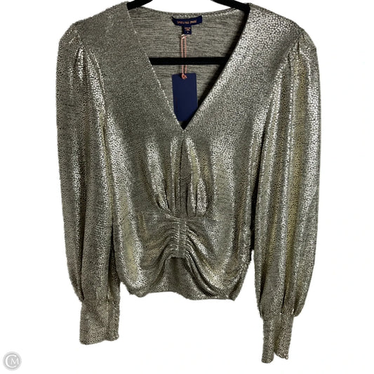 Blouse Long Sleeve By Skies Are Blue In Gold, Size: S