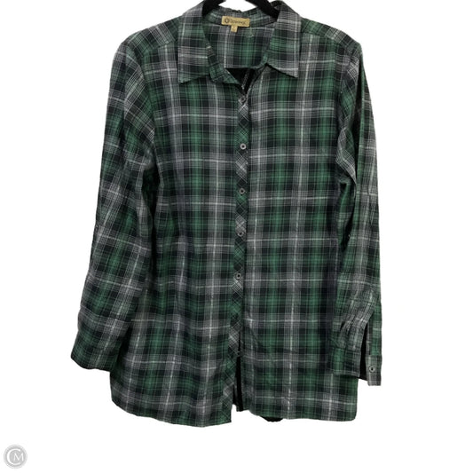 Blouse Long Sleeve By Democracy In Black & Green, Size: L