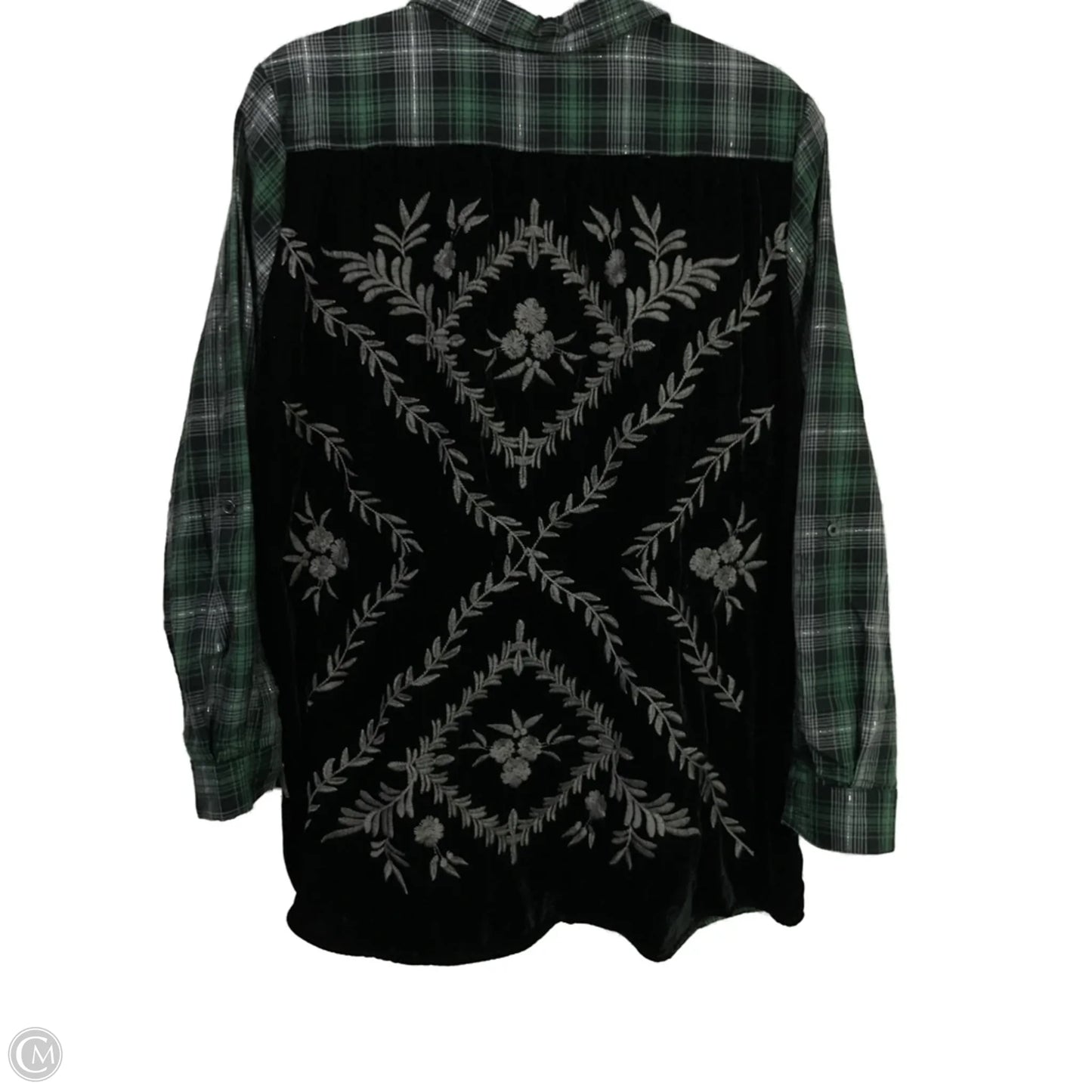 Blouse Long Sleeve By Democracy In Black & Green, Size: L