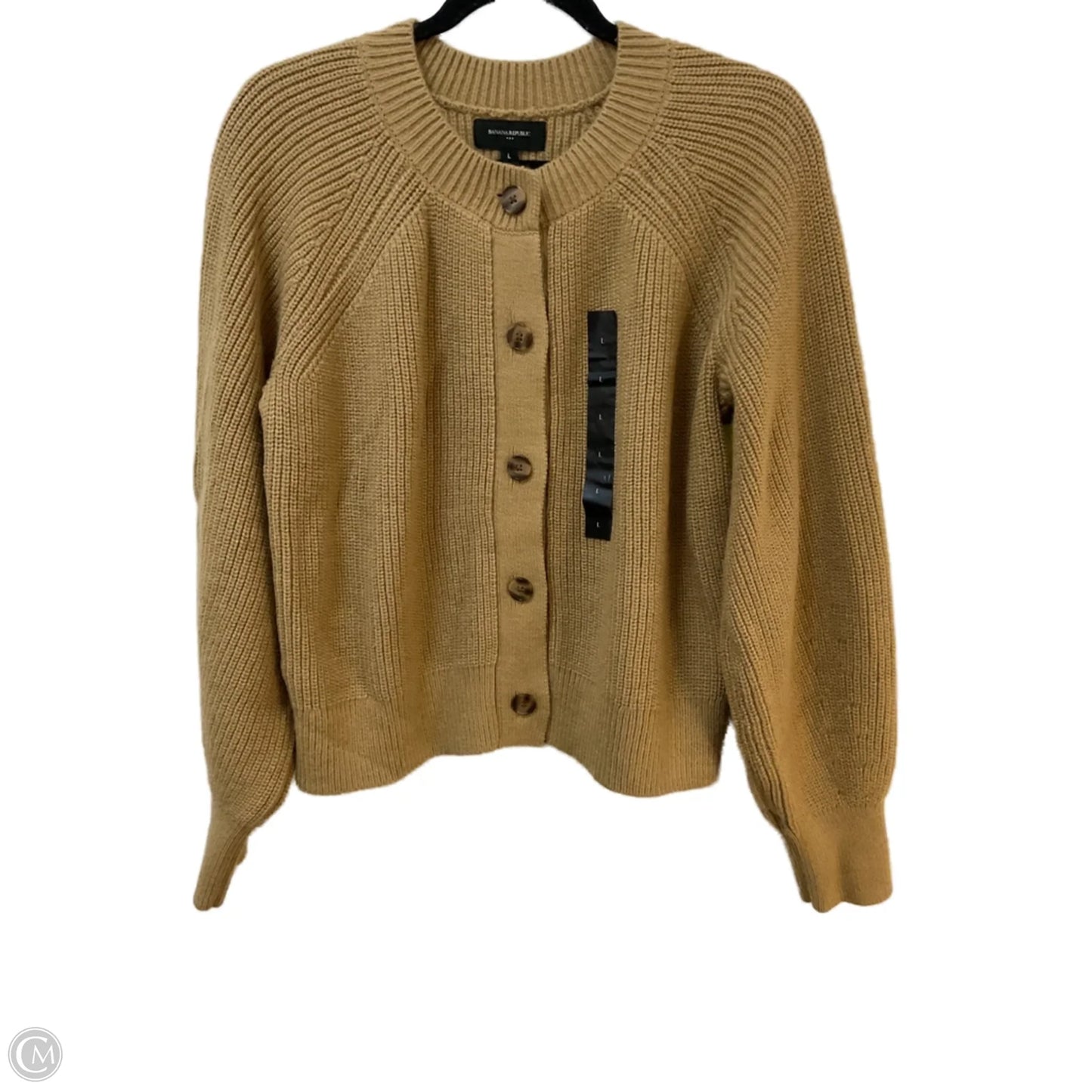 Sweater Cardigan By Banana Republic In Tan, Size: L