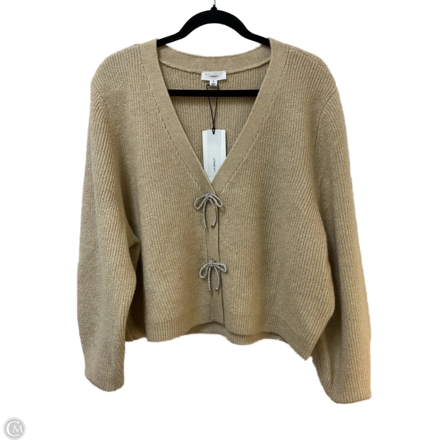 Sweater Cardigan By A Loves A In Tan, Size: M