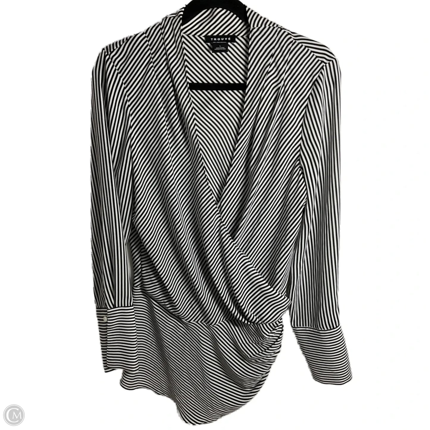 Blouse Long Sleeve By Trouve In Striped Pattern, Size: L