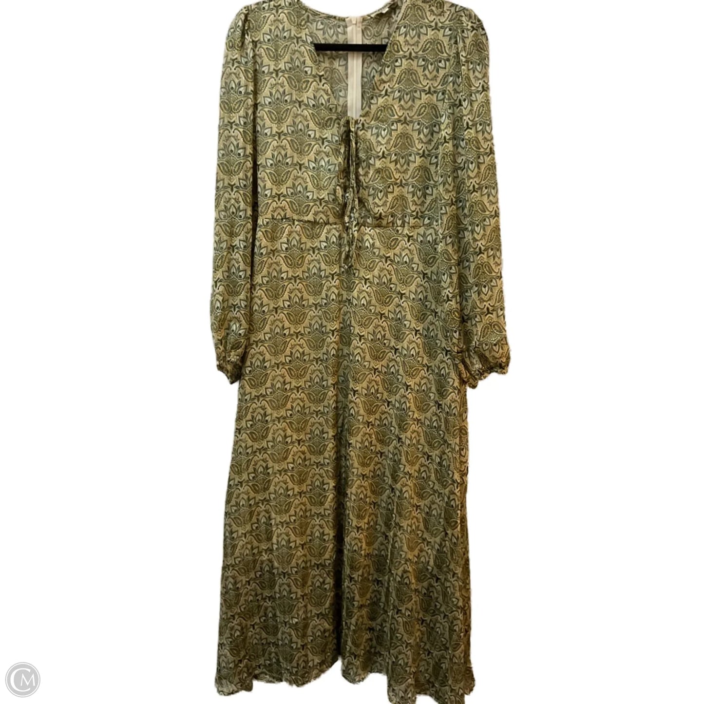 Dress Party Long By Clothes Mentor In Green & Tan, Size: Xl