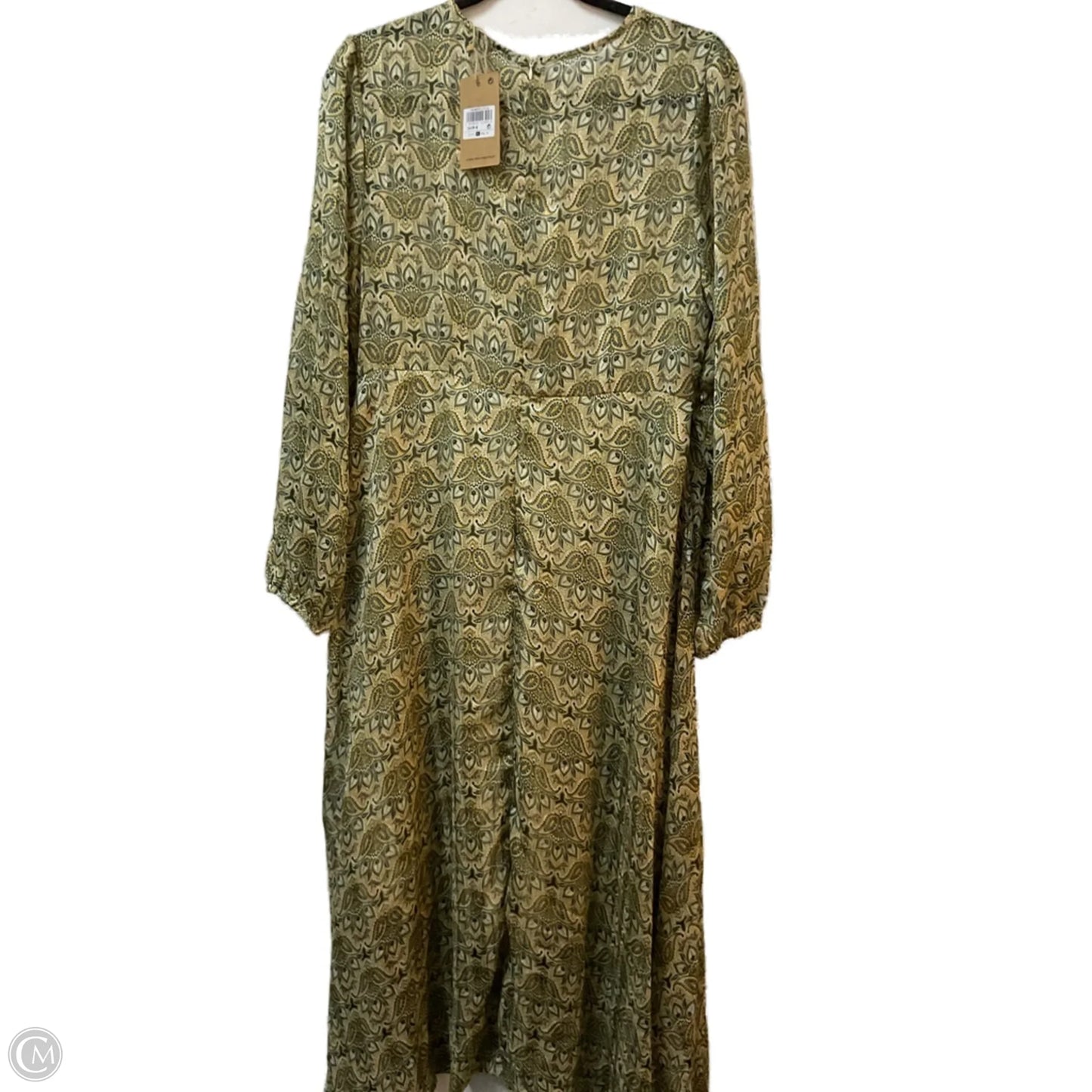 Dress Party Long By Clothes Mentor In Green & Tan, Size: Xl