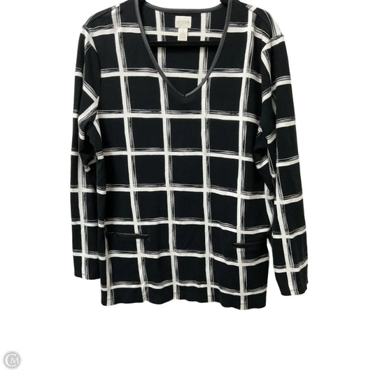 Top Long Sleeve By Chicos In Black & White, Size: Xl