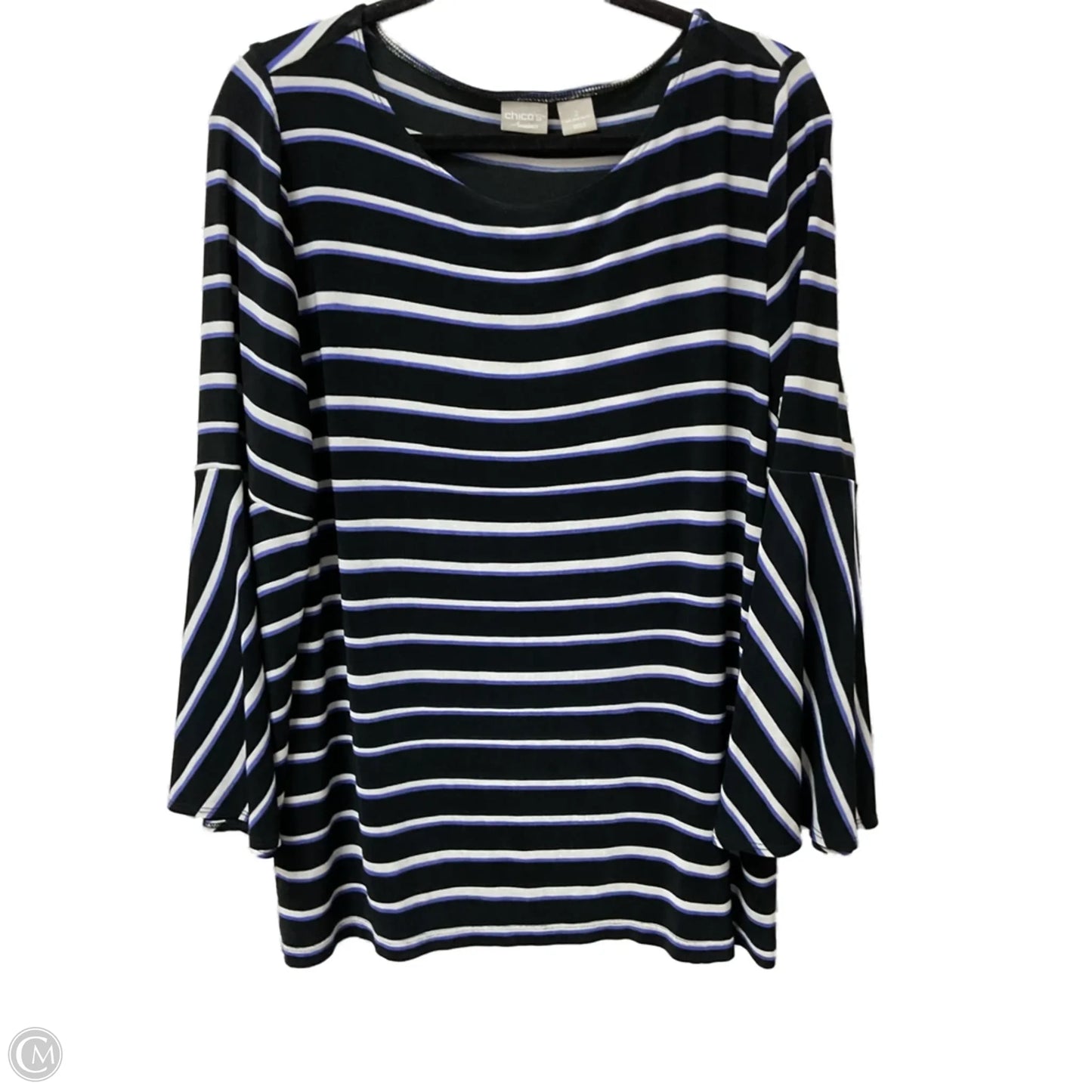 Top Long Sleeve By Chicos In Striped Pattern, Size: L