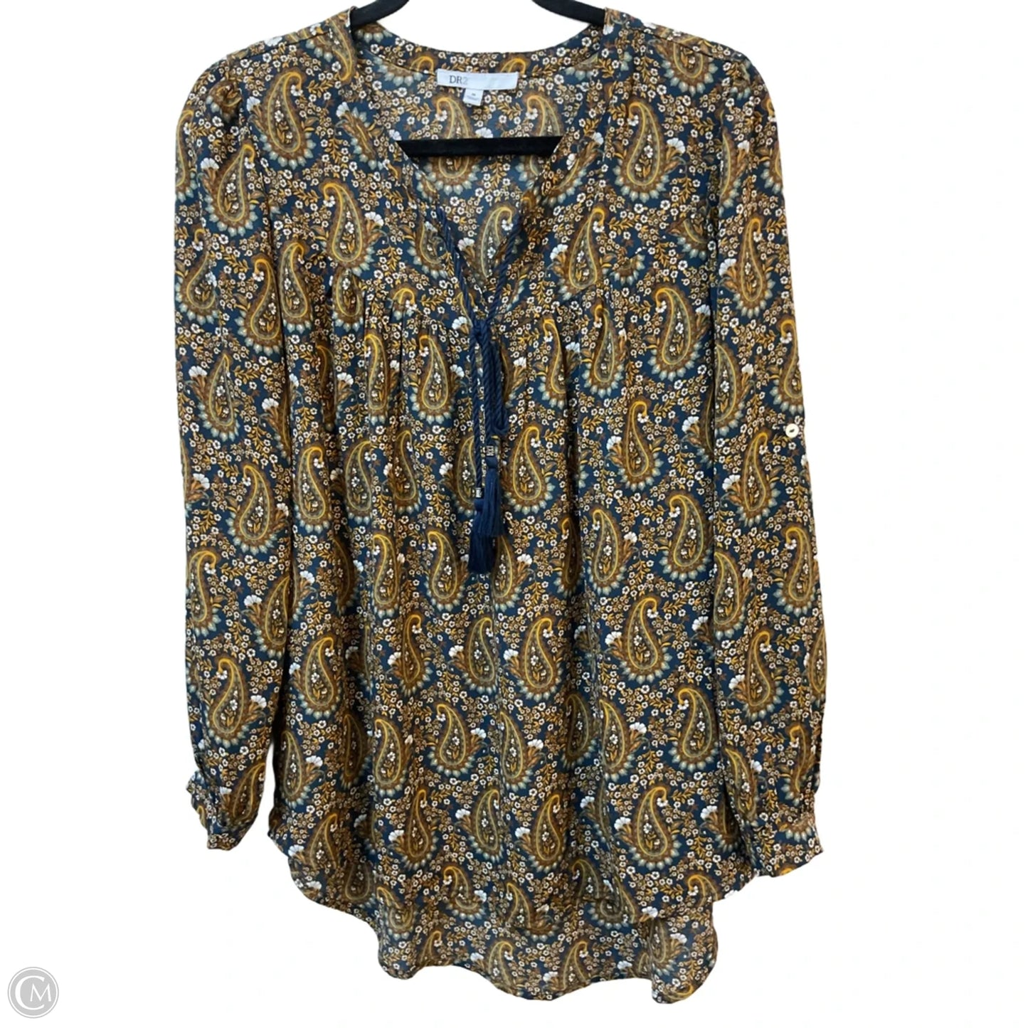 Blouse Long Sleeve By Dr2 In Paisley Print, Size: M