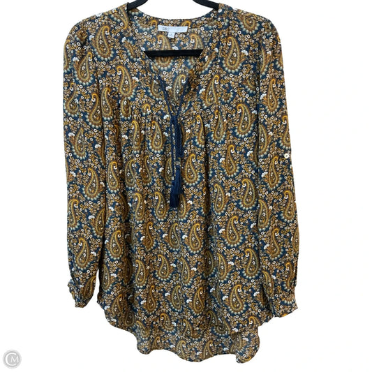 Blouse Long Sleeve By Dr2 In Paisley Print, Size: M