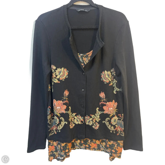 Sweater Cardigan By Desigual In Black & Cream, Size: Xl