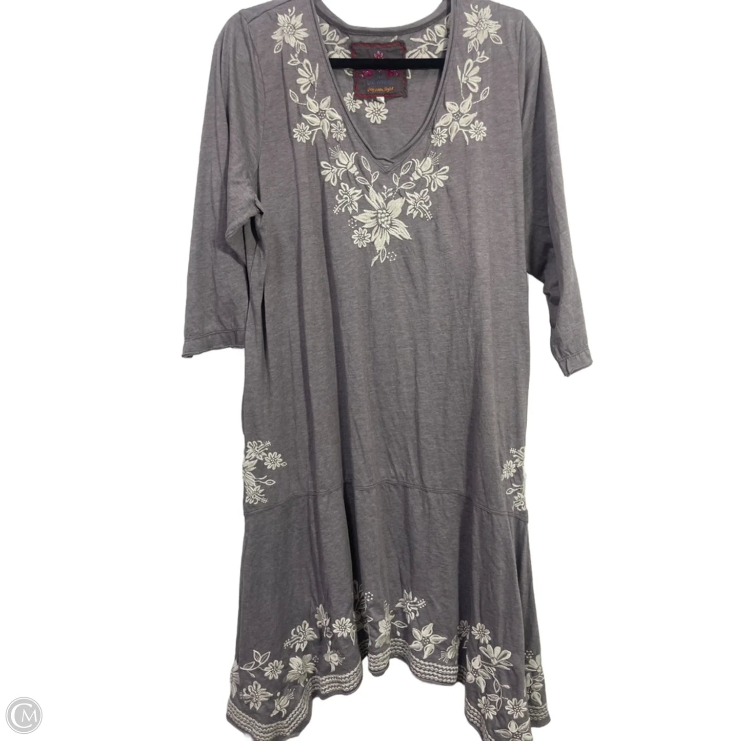 Dress Casual Midi By Johnny Was In Grey & White, Size: 1x