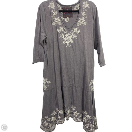 Dress Casual Midi By Johnny Was In Grey & White, Size: 1x