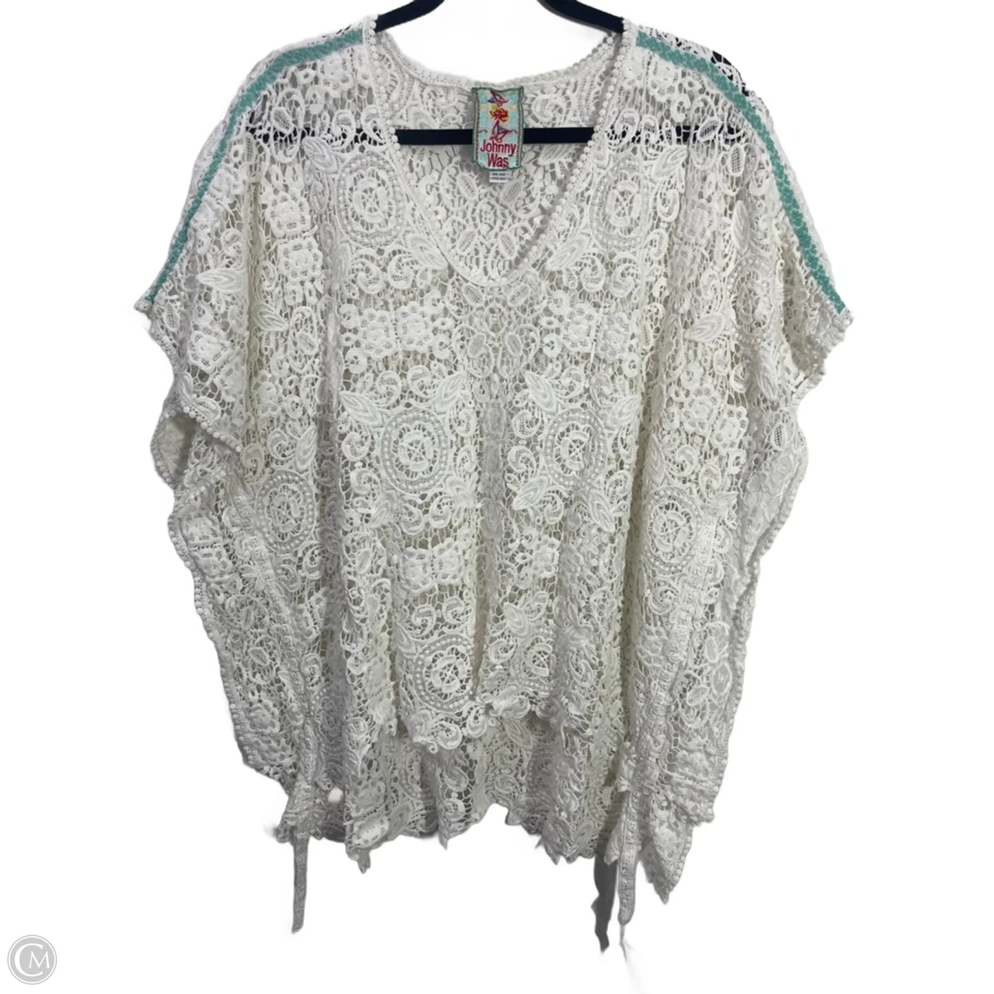 Top Short Sleeve By Johnny Was In White, Size: Osfm