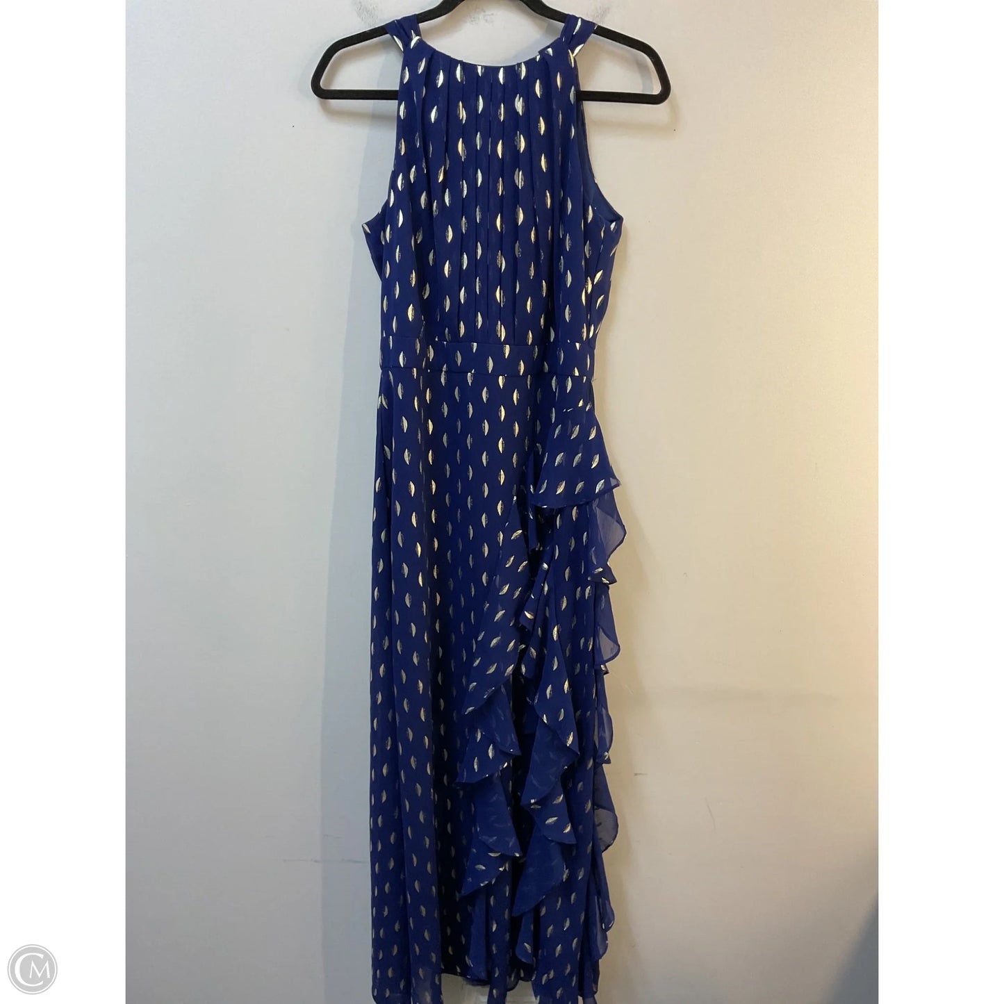 Dress Party Long By Betsy And Adam In Blue & Gold, Size: 10