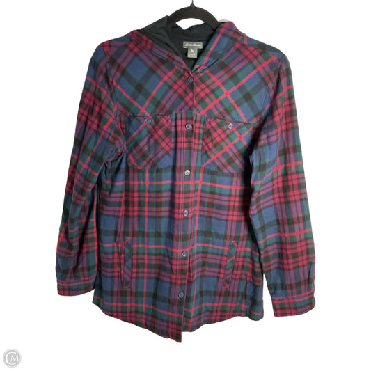 Jacket Shirt By Eddie Bauer In Plaid Pattern, Size: M