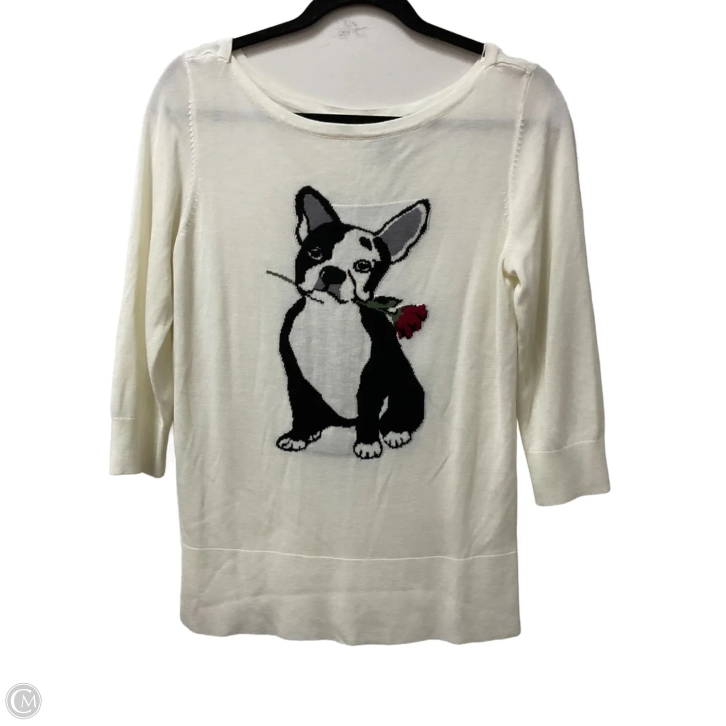 Top 3/4 Sleeve By White House Black Market In Black & Cream, Size: M