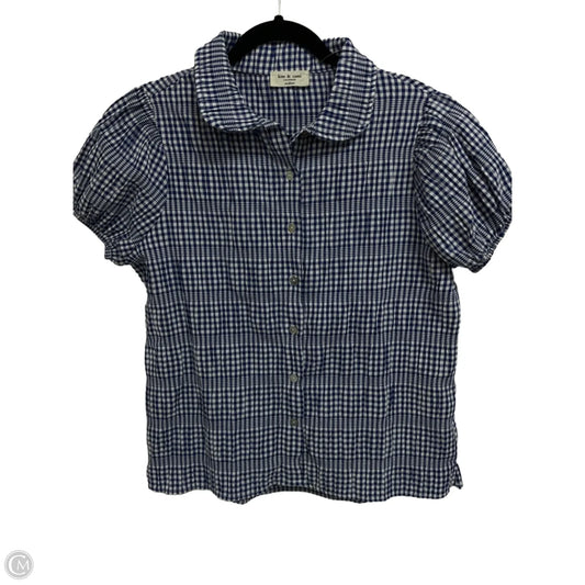 Blouse Short Sleeve By Kim & Cami In Checkered Pattern, Size: M