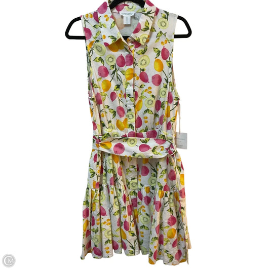 Dress Casual Midi By Cynthia Rowley In White & Yellow, Size: 10