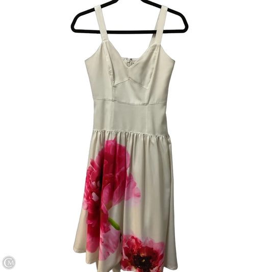 Dress Casual Midi By Express In Cream & Pink, Size: 0