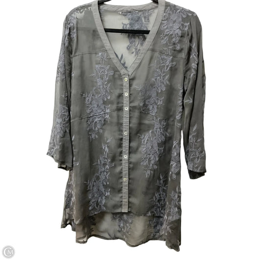 Blouse 3/4 Sleeve By Charlie B In Grey, Size: M