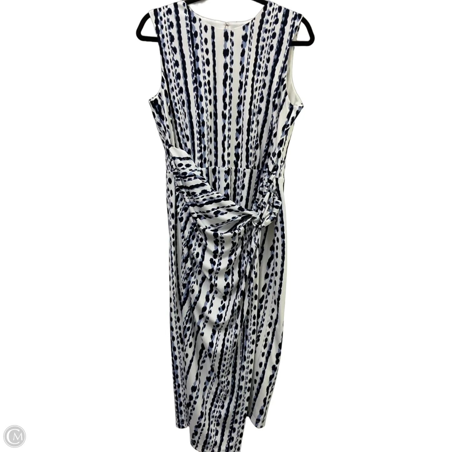 Dress Casual Midi By Donna Karan In Blue & White, Size: 10