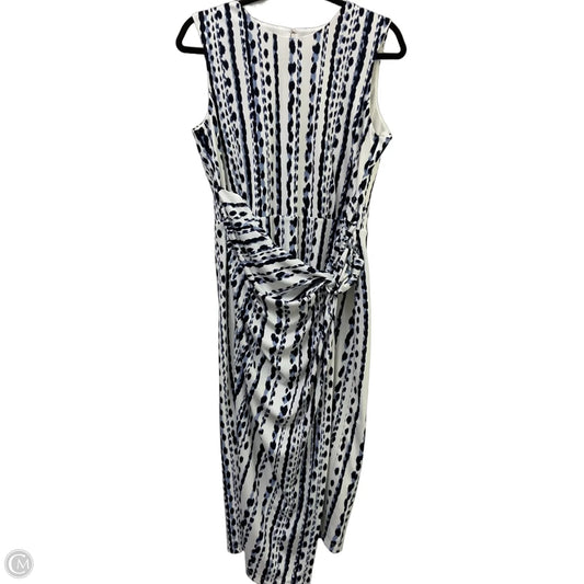 Dress Casual Midi By Donna Karan In Blue & White, Size: 10