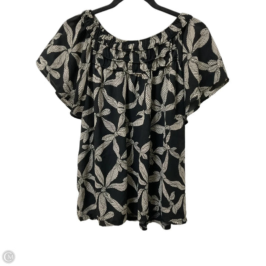 Top Short Sleeve By Loft In Black & Cream, Size: Xl