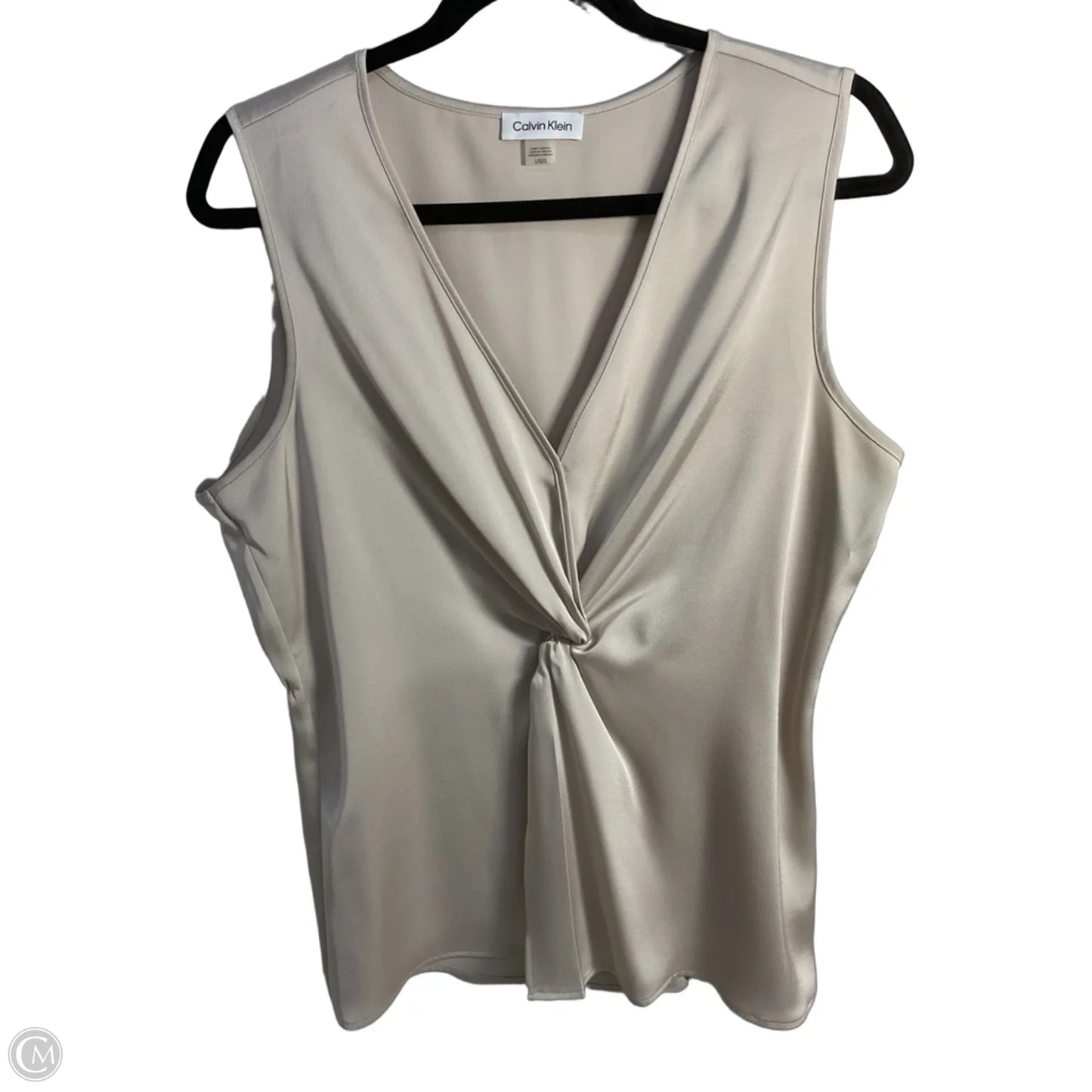 Blouse Sleeveless By Calvin Klein In Cream, Size: L