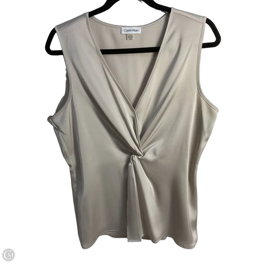 Blouse Sleeveless By Calvin Klein In Cream, Size: L