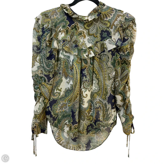 Blouse Long Sleeve By Veronica Beard In Paisley Print, Size: 4