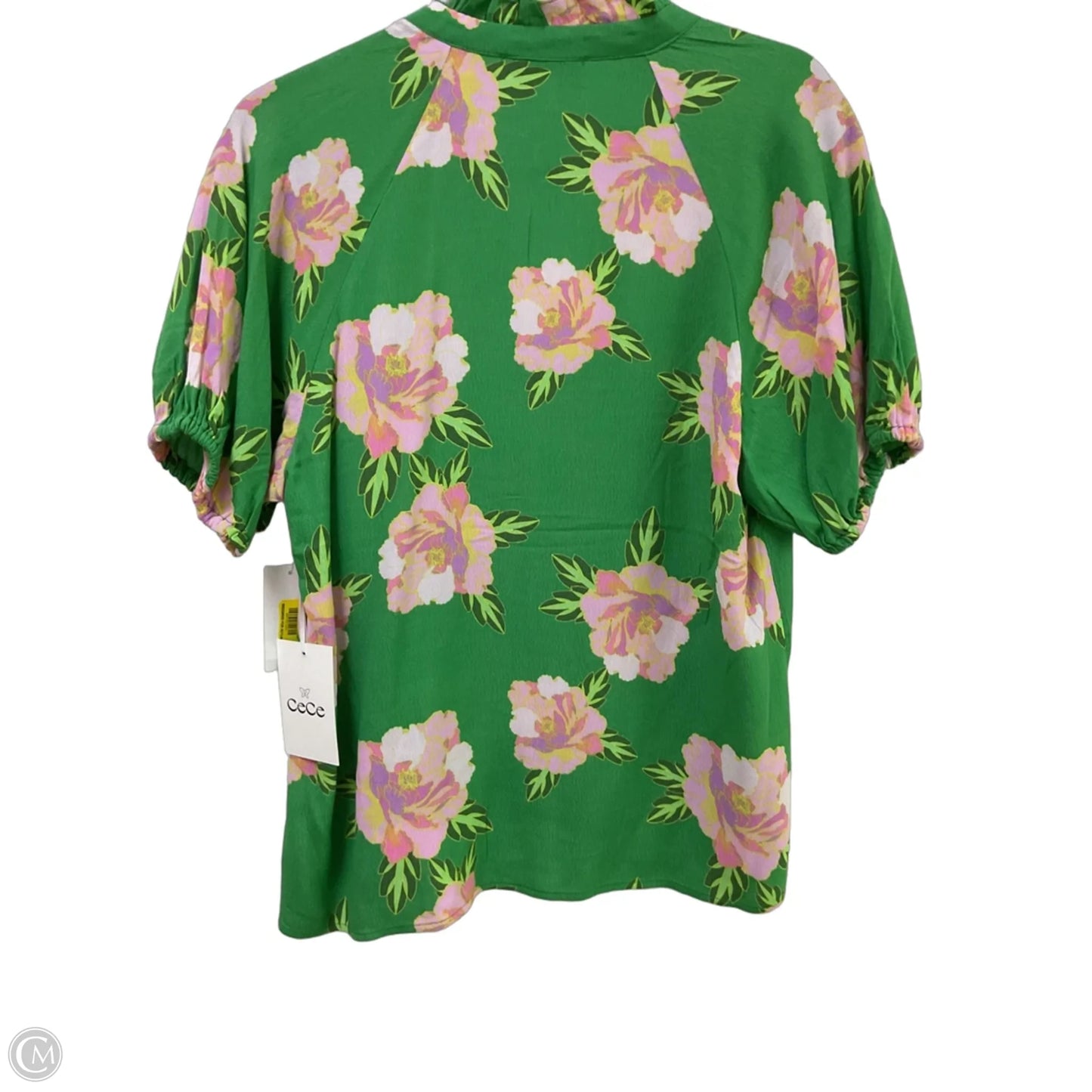 Blouse Short Sleeve By Cece In Green & Pink, Size: S