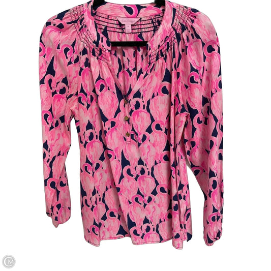 Blouse Designer By Lilly Pulitzer In Blue & Pink, Size: M