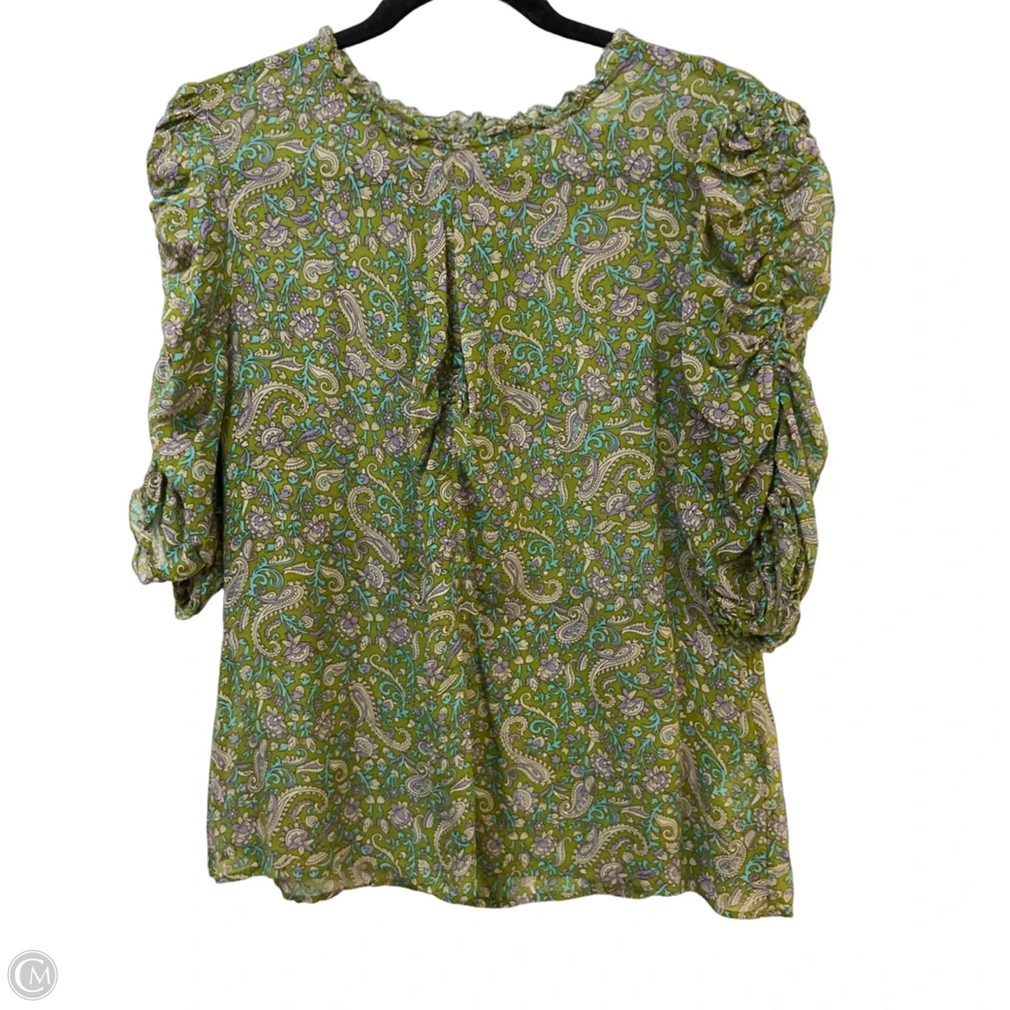 Blouse 3/4 Sleeve By Veronica Beard In Green & Tan, Size: 12