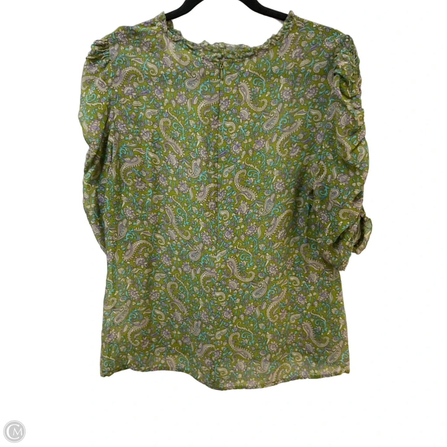 Blouse 3/4 Sleeve By Veronica Beard In Green & Tan, Size: 12