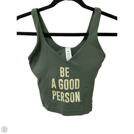Athletic Bra By Lululemon In Green & Tan, Size: 2