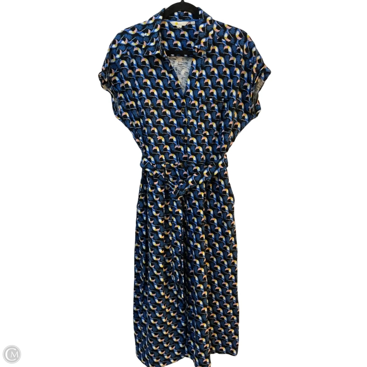 Dress Casual Midi By Boden In Black & Blue, Size: 10