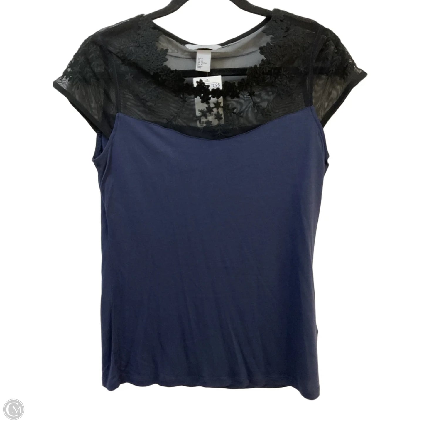 Top Short Sleeve By H&m In Black & Blue, Size: M