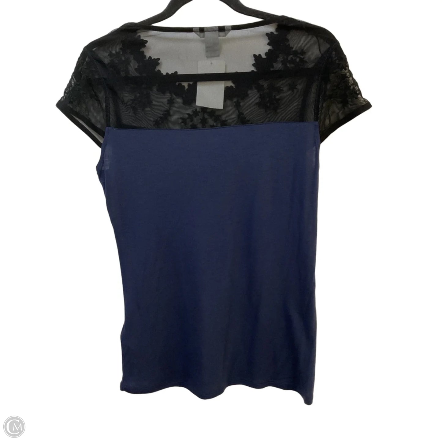 Top Short Sleeve By H&m In Black & Blue, Size: M
