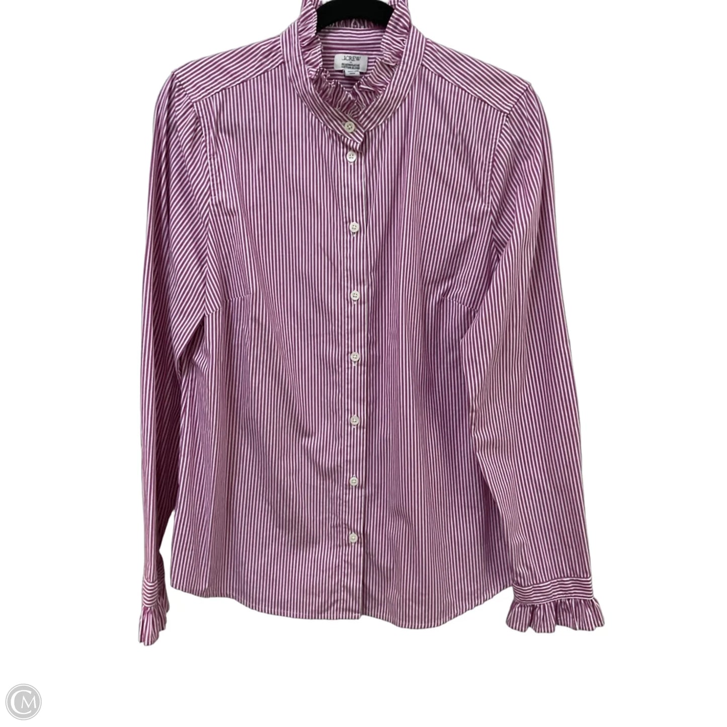 Blouse Long Sleeve By J. Crew In Striped Pattern, Size: M