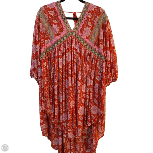 Dress Casual Midi By Free People In Red & Tan, Size: S