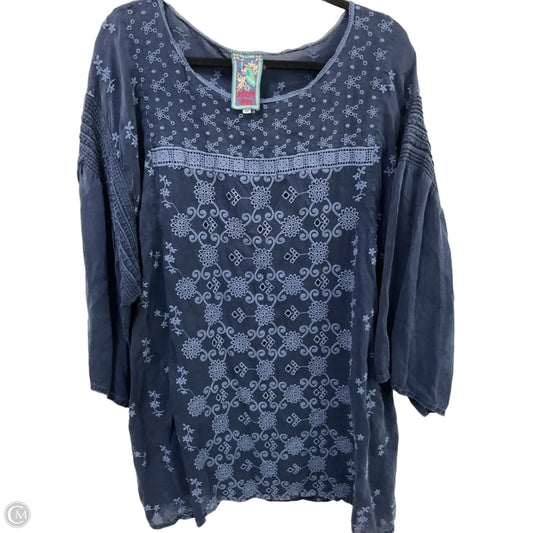 Blouse Designer By Johnny Was In Blue, Size: 1x
