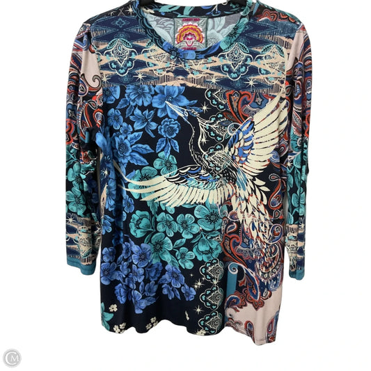 Top 3/4 Sleeve Designer By Johnny Was In Multi-colored, Size: M